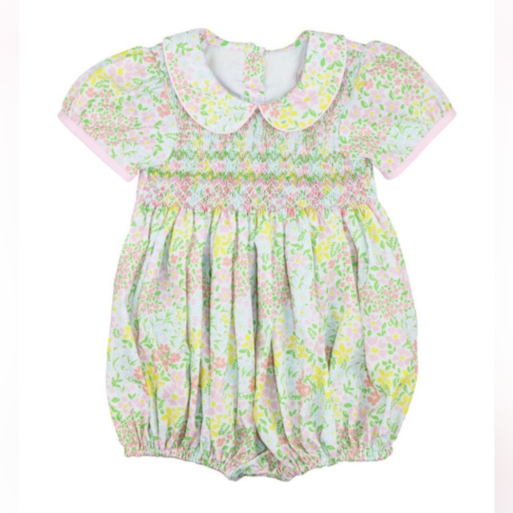 Cecil and Lou Floral Smocked Bubble 2T